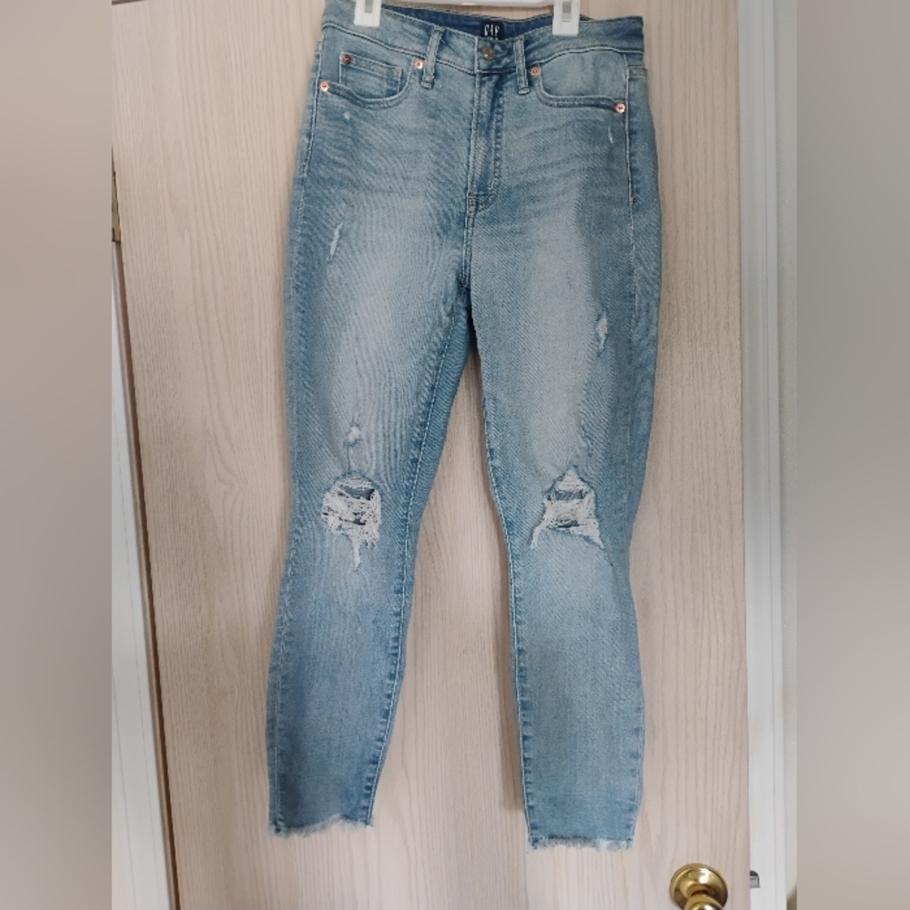 GAP Women's Light Blue Ripped Jeans